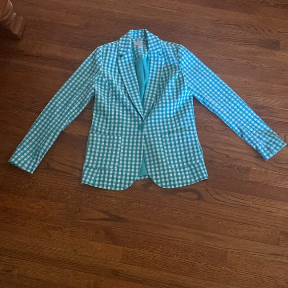 Graver Susan graver green and white gingham blazer size 4 - Picture 5 of 6